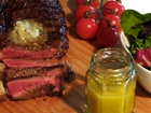 Barbecued New York Steaks with Roquefort Butter
