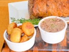 Roasted beef sirloin with mushrooms, rum & roasted potatoes